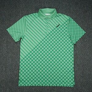 Fore Fathers Shirt Mens Medium Green Plaid Turf Dad Polo Performance Lawn Mower